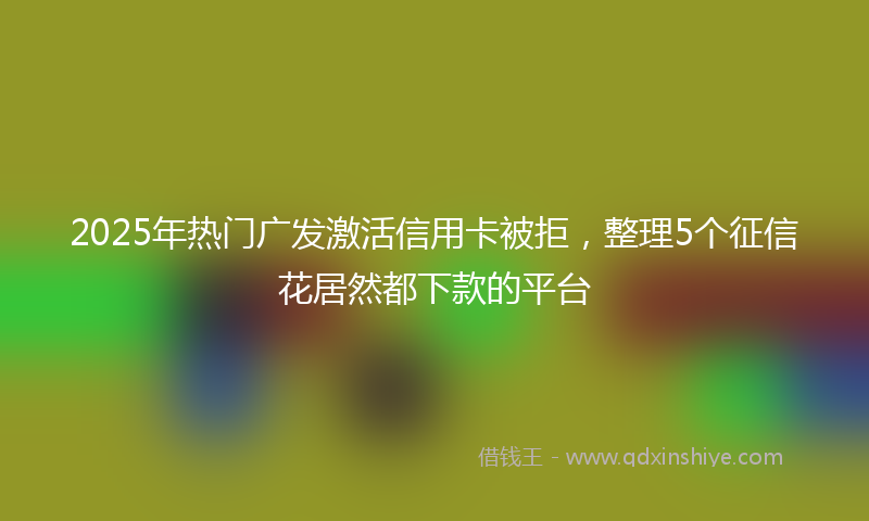 2025年热门广发激活信用卡被拒，整理5个征信花居然都下款的平台