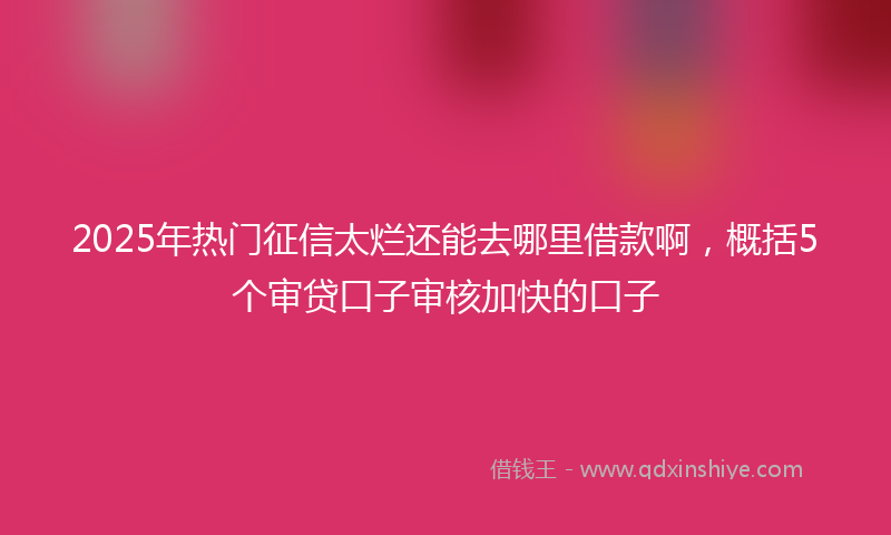 2025年热门征信太烂还能去哪里借款啊，概括5个审贷口子审核加快的口子