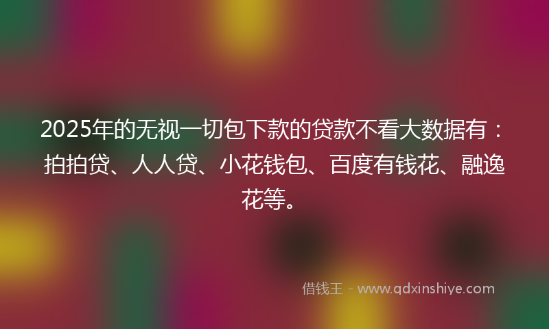 2025年的无视一切包下款的贷款不看大数据有：拍拍贷、人人贷、小花钱包、百度有钱花、融逸花等。