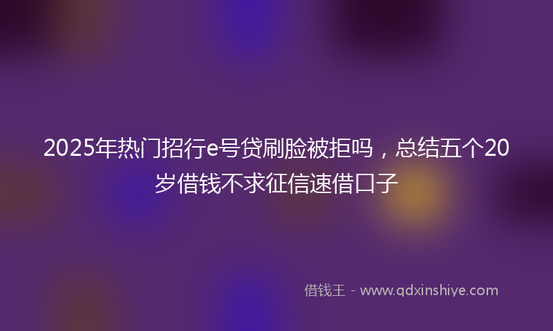 2025年热门招行e号贷刷脸被拒吗，总结五个20岁借钱不求征信速借口子