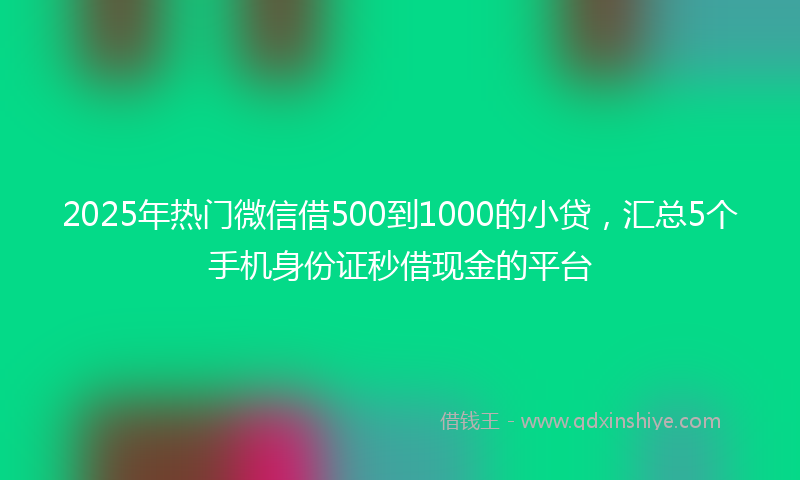 2025年热门微信借500到1000的小贷，汇总5个手机身份证秒借现金的平台