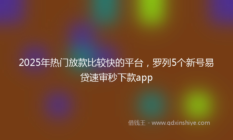 2025年热门放款比较快的平台，罗列5个新号易贷速审秒下款app