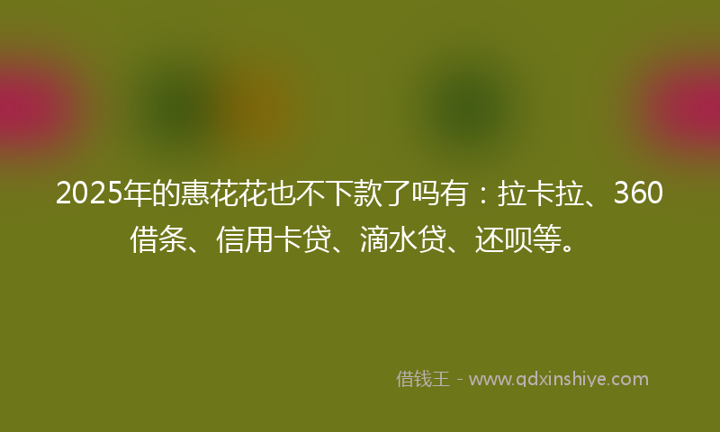 2025年的惠花花也不下款了吗有：拉卡拉、360借条、信用卡贷、滴水贷、还呗等。