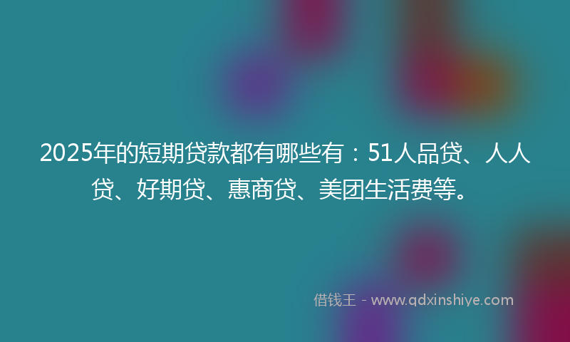 2025年的短期贷款都有哪些有：51人品贷、人人贷、好期贷、惠商贷、美团生活费等。