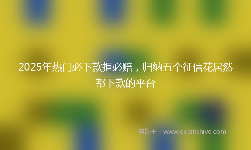2025年热门必下款拒必赔，归纳五个征信花居然都下款的平台