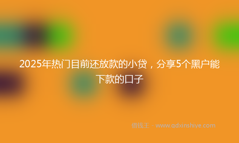 2025年热门目前还放款的小贷，分享5个黑户能下款的口子