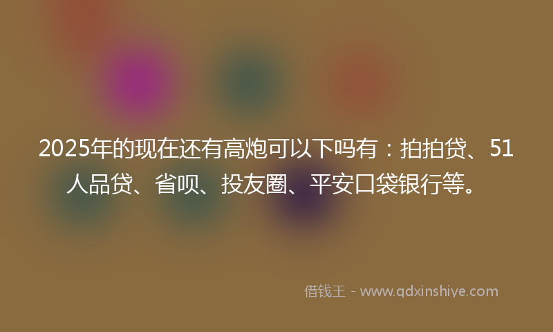 2025年的现在还有高炮可以下吗有：拍拍贷、51人品贷、省呗、投友圈、平安口袋银行等。