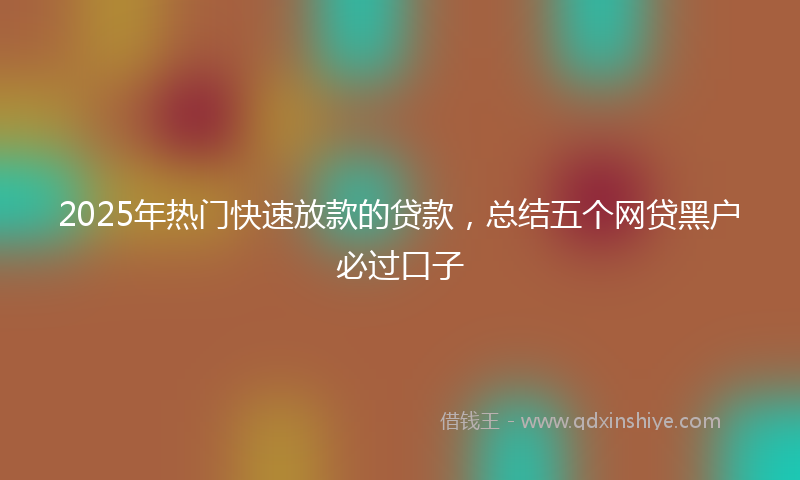 2025年热门快速放款的贷款，总结五个网贷黑户必过口子