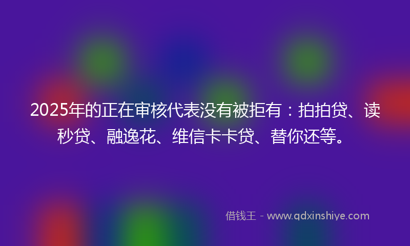 2025年的正在审核代表没有被拒有:拍拍贷、读秒贷、融逸花、维信卡卡贷、替你还等。