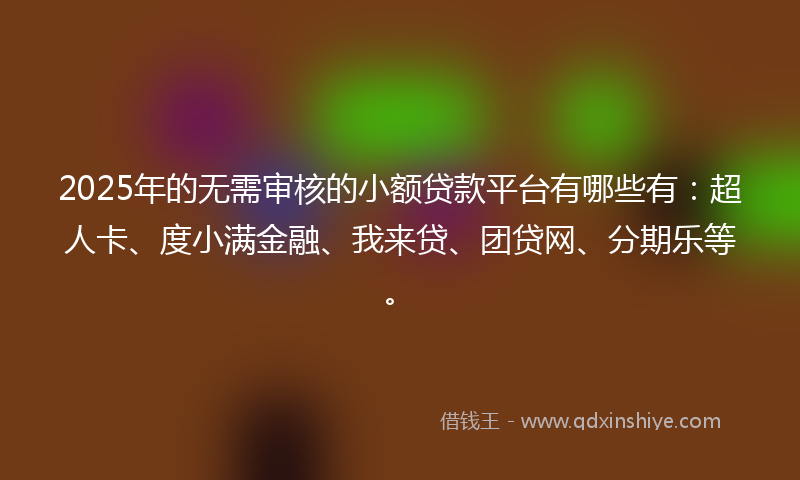 2025年的无需审核的小额贷款平台有哪些有：超人卡、度小满金融、我来贷、团贷网、分期乐等。