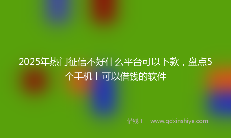 2025年热门征信不好什么平台可以下款，盘点5个手机上可以借钱的软件
