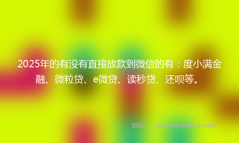 2025年的有没有直接放款到微信的有：度小满金融、微粒贷、e微贷、读秒贷、还呗等。