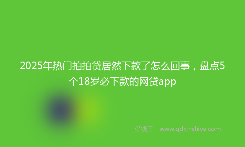 2025年热门拍拍贷居然下款了怎么回事，盘点5个18岁必下款的网贷app
