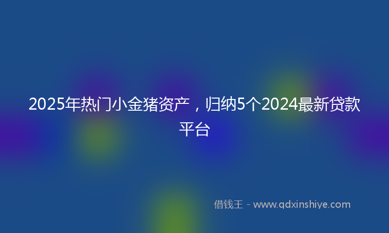 2025年热门小金猪资产，归纳5个2024最新贷款平台