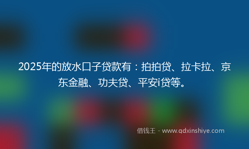 2025年的放水口子贷款有：拍拍贷、拉卡拉、京东金融、功夫贷、平安i贷等。