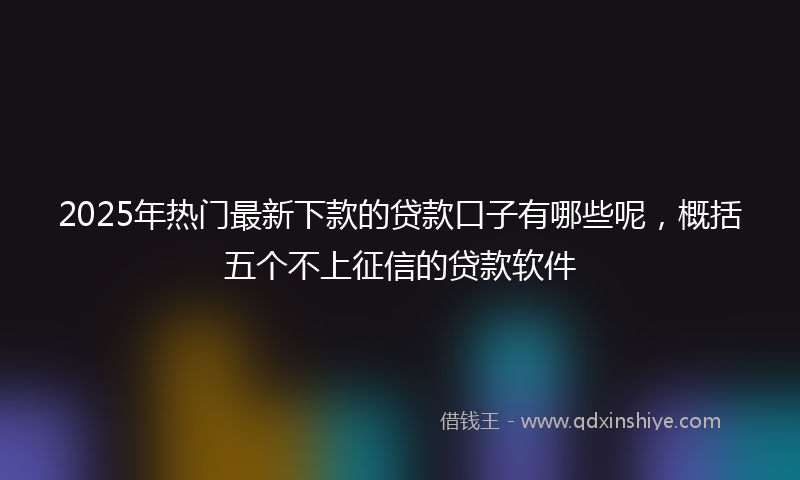 2025年热门最新下款的贷款口子有哪些呢，概括五个不上征信的贷款软件