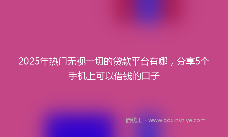 2025年热门无视一切的贷款平台有哪，分享5个手机上可以借钱的口子