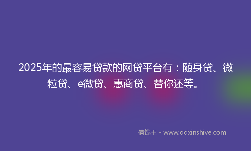 2025年的最容易贷款的网贷平台有：随身贷、微粒贷、e微贷、惠商贷、替你还等。