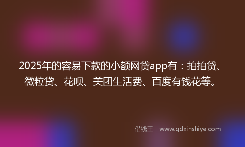 2025年的容易下款的小额网贷app有：拍拍贷、微粒贷、花呗、美团生活费、百度有钱花等。
