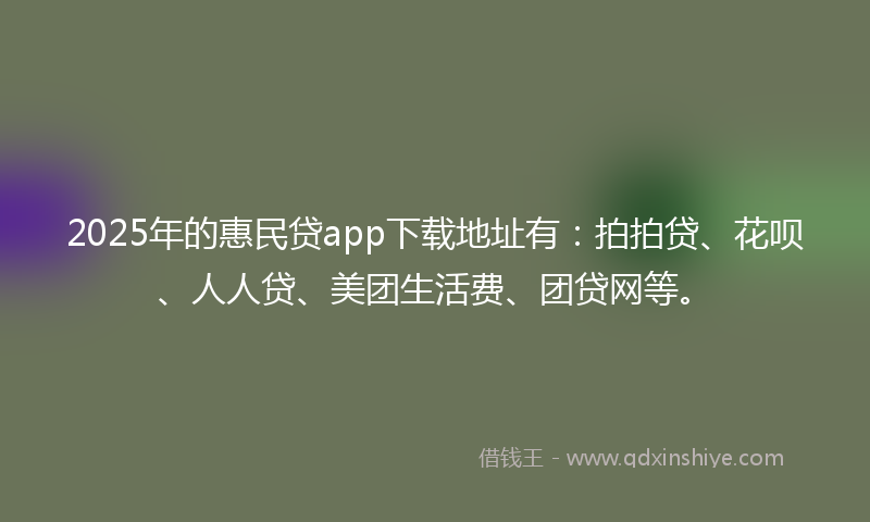 2025年的惠民贷app下载地址有：拍拍贷、花呗、人人贷、美团生活费、团贷网等。