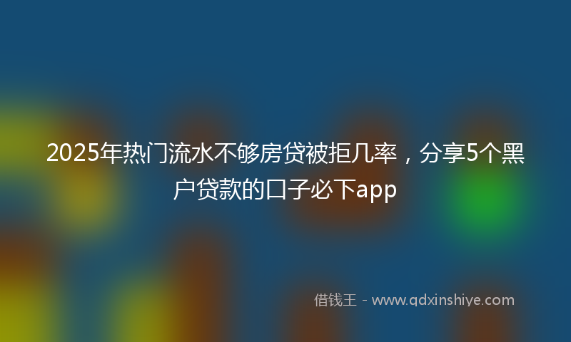 2025年热门流水不够房贷被拒几率，分享5个黑户贷款的口子必下app
