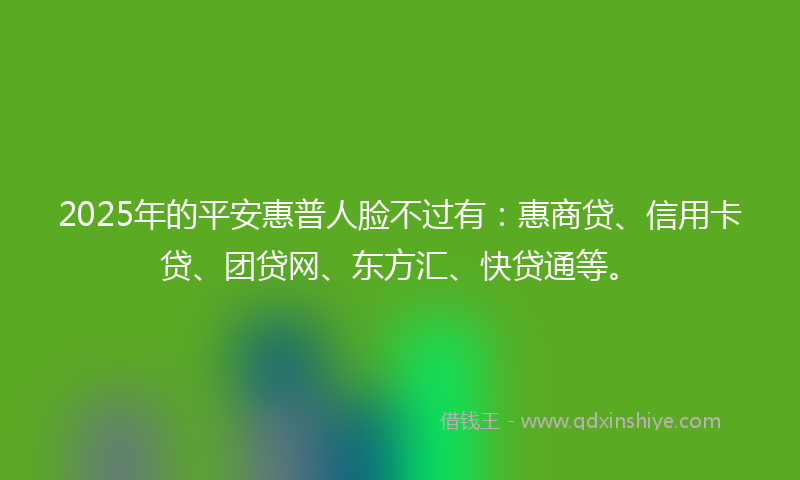 2025年的平安惠普人脸不过有：惠商贷、信用卡贷、团贷网、东方汇、快贷通等。