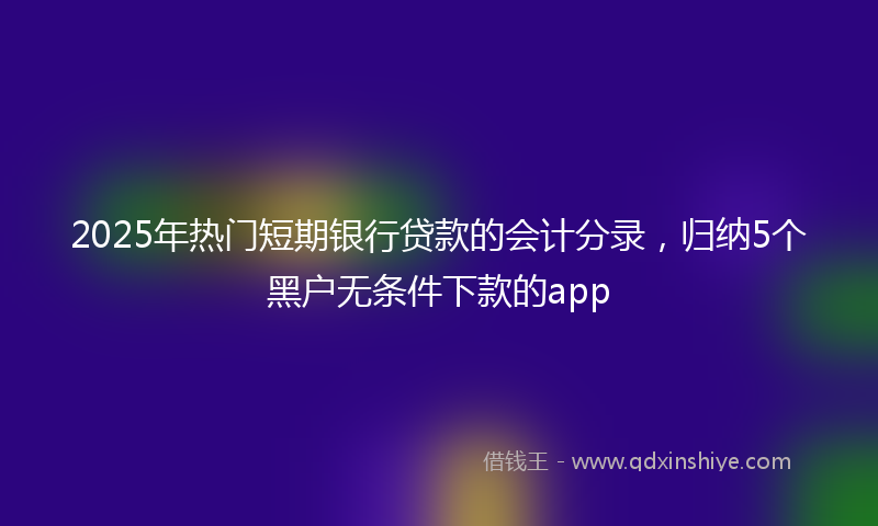 2025年热门短期银行贷款的会计分录，归纳5个黑户无条件下款的app