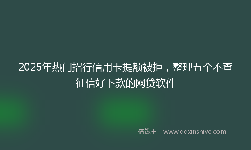 2025年热门招行信用卡提额被拒，整理五个不查征信好下款的网贷软件