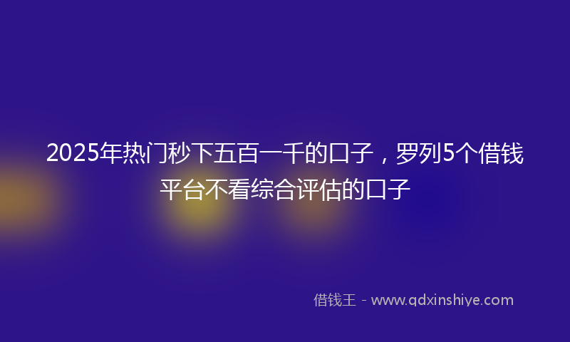 2025年热门秒下五百一千的口子，罗列5个借钱平台不看综合评估的口子