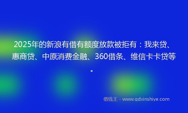 2025年的新浪有借有额度放款被拒有：我来贷、惠商贷、中原消费金融、360借条、维信卡卡贷等。