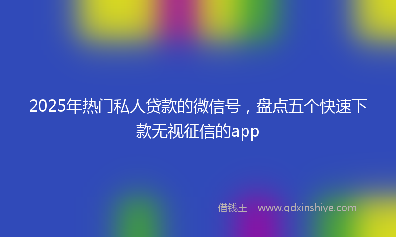 2025年热门私人贷款的微信号，盘点五个快速下款无视征信的app