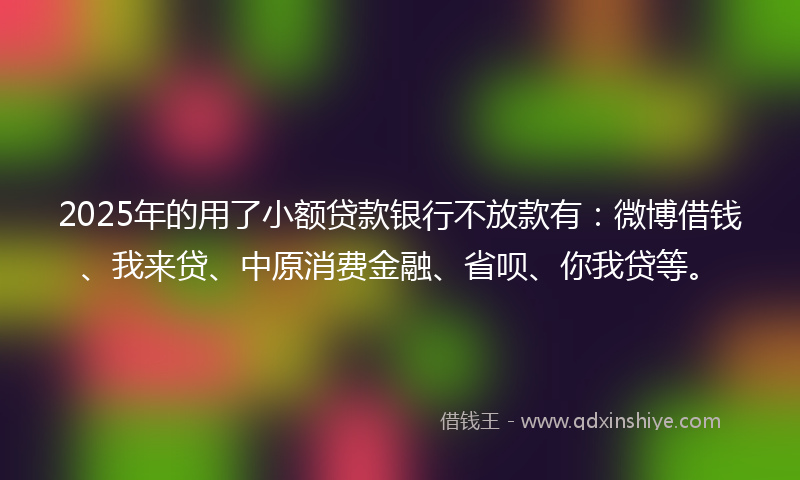 2025年的用了小额贷款银行不放款有：微博借钱、我来贷、中原消费金融、省呗、你我贷等。