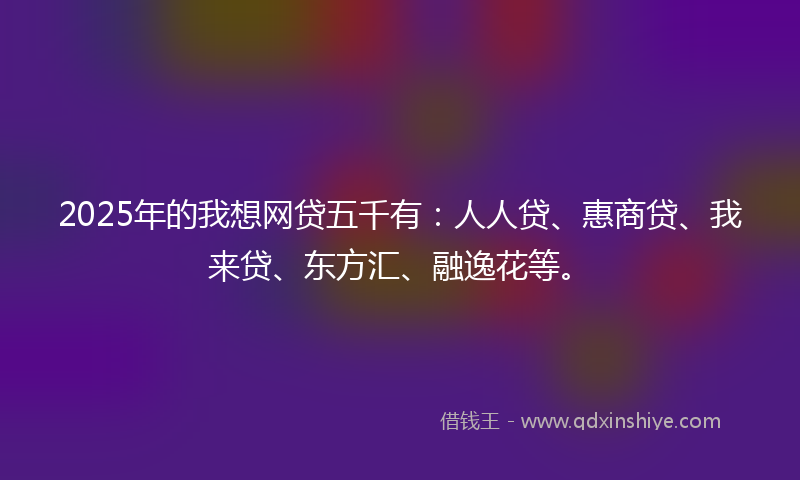 2025年的我想网贷五千有：人人贷、惠商贷、我来贷、东方汇、融逸花等。