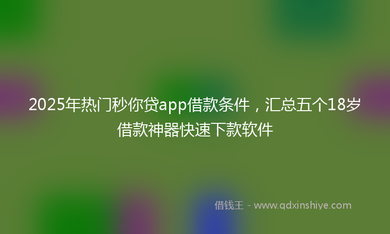 2025年热门秒你贷app借款条件，汇总五个18岁借款神器快速下款软件