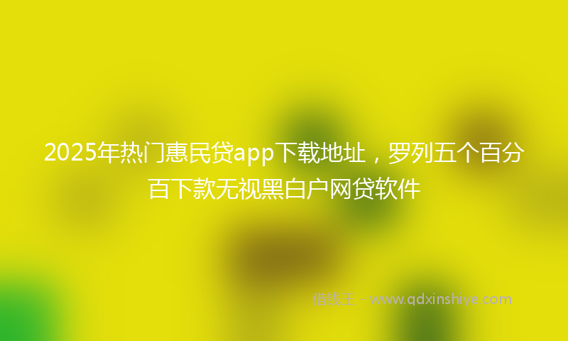 2025年热门惠民贷app下载地址，罗列五个百分百下款无视黑白户网贷软件