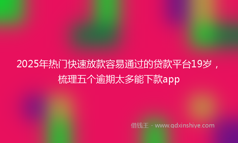 2025年热门快速放款容易通过的贷款平台19岁，梳理五个逾期太多能下款app