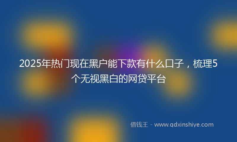 2025年热门现在黑户能下款有什么口子，梳理5个无视黑白的网贷平台