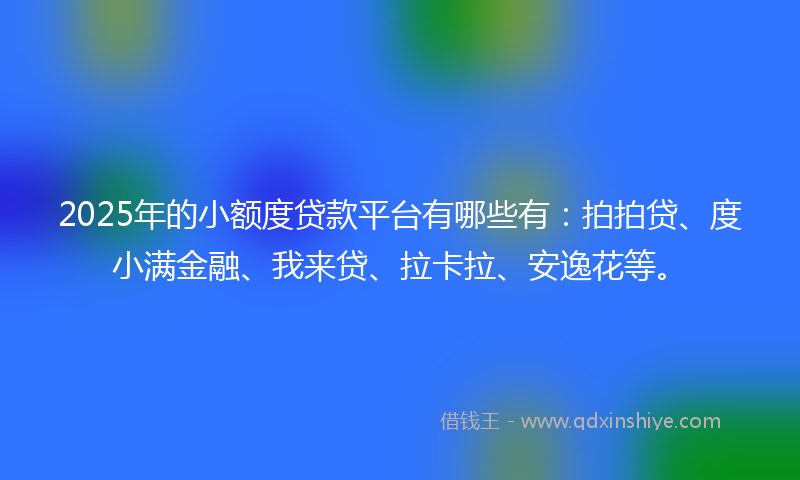 2025年的小额度贷款平台有哪些有：拍拍贷、度小满金融、我来贷、拉卡拉、安逸花等。