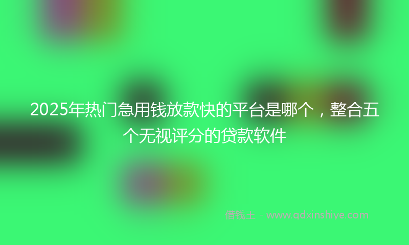 2025年热门急用钱放款快的平台是哪个，整合五个无视评分的贷款软件