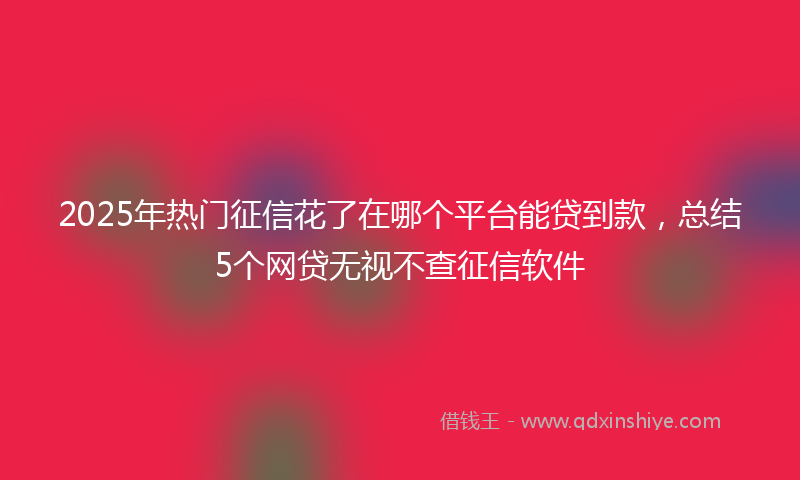 2025年热门征信花了在哪个平台能贷到款，总结5个网贷无视不查征信软件