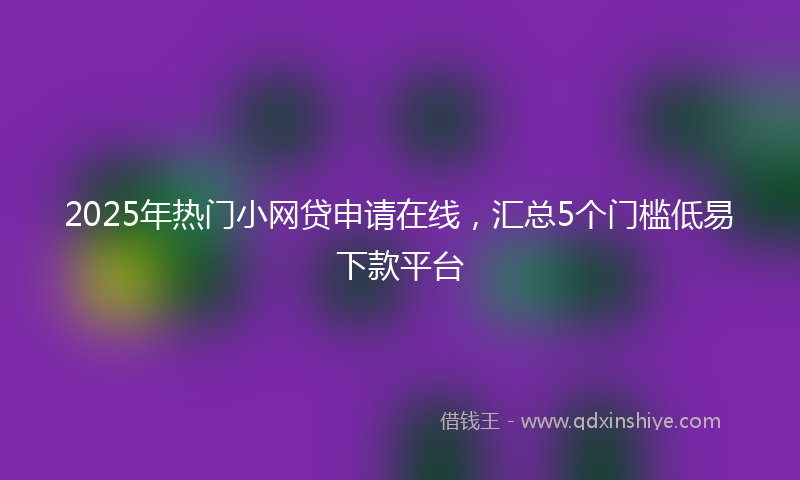 2025年热门小网贷申请在线，汇总5个门槛低易下款平台