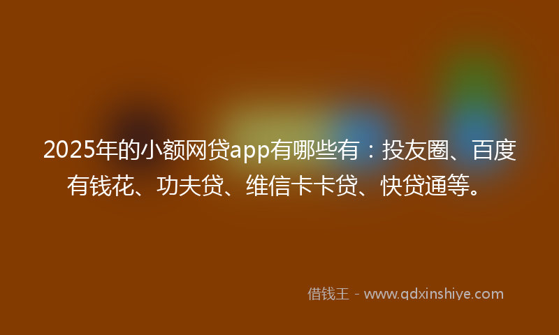 2025年的小额网贷app有哪些有：投友圈、百度有钱花、功夫贷、维信卡卡贷、快贷通等。
