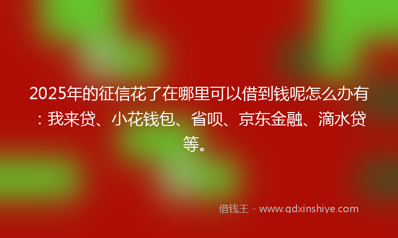 2025年的征信花了在哪里可以借到钱呢怎么办有：我来贷、小花钱包、省呗、京东金融、滴水贷等。