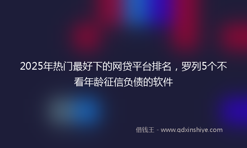 2025年热门最好下的网贷平台排名，罗列5个不看年龄征信负债的软件