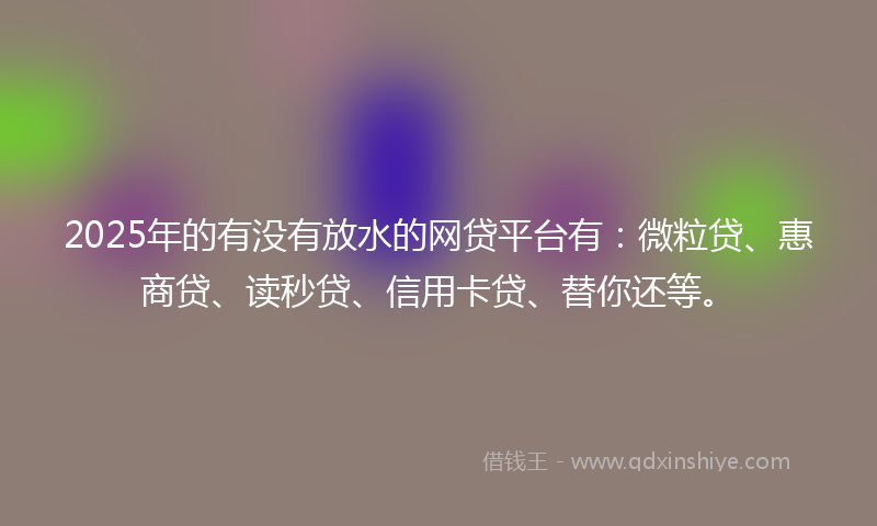 2025年的有没有放水的网贷平台有：微粒贷、惠商贷、读秒贷、信用卡贷、替你还等。
