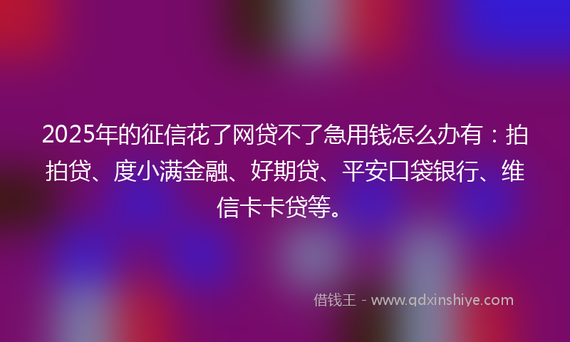 2025年的征信花了网贷不了急用钱怎么办有：拍拍贷、度小满金融、好期贷、平安口袋银行、维信卡卡贷等。