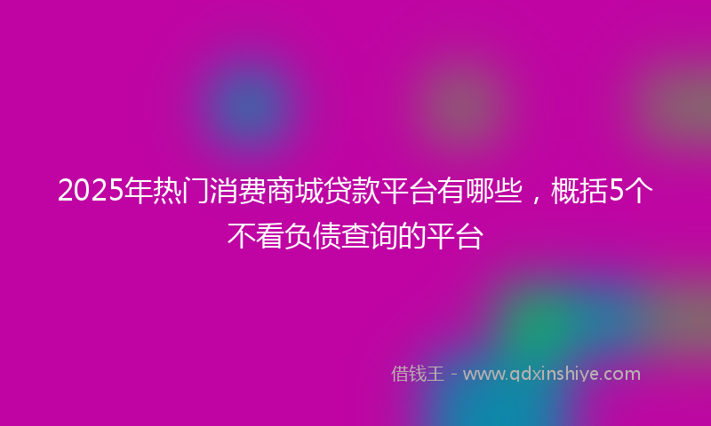 2025年热门消费商城贷款平台有哪些，概括5个不看负债查询的平台