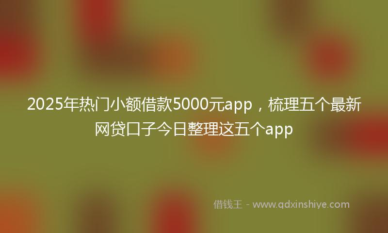 2025年热门小额借款5000元app，梳理五个最新网贷口子今日整理这五个app