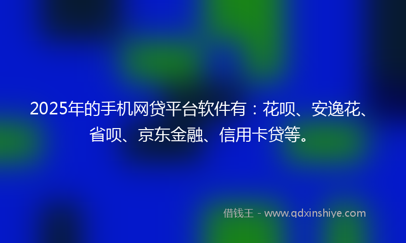 2025年的手机网贷平台软件有：花呗、安逸花、省呗、京东金融、信用卡贷等。