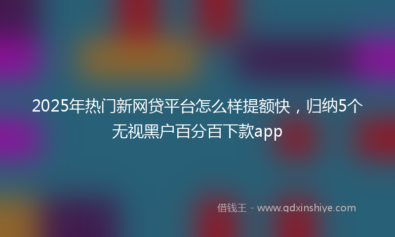 2025年热门新网贷平台怎么样提额快，归纳5个无视黑户百分百下款app